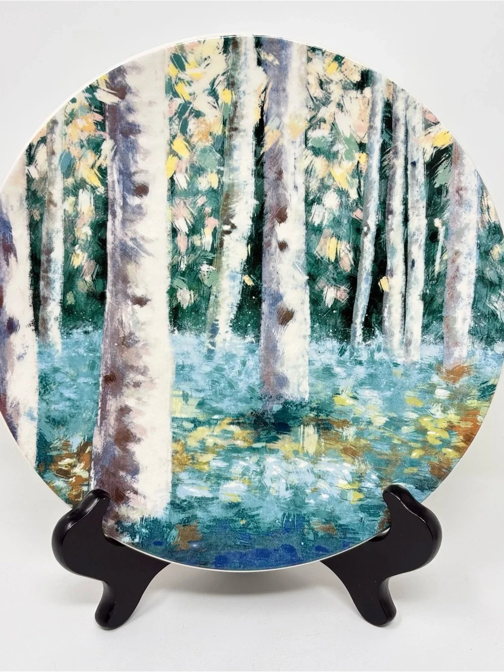 3pc Pier 1 Imports Ironstone Salad Plate 8.75” Maple Grove Birch Forest Feather